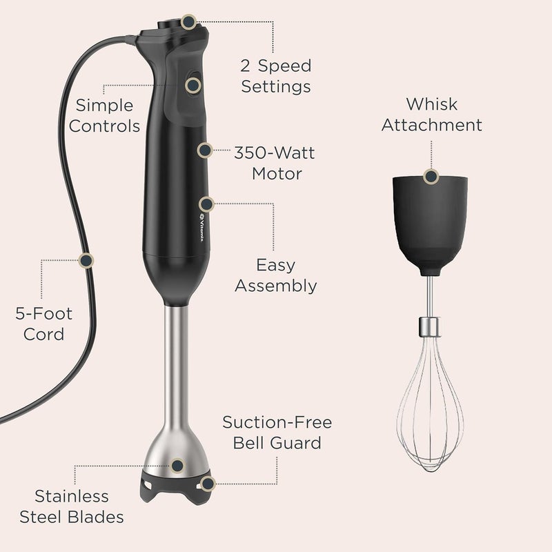 Vitamix 2-Speed Immersion Blender + Whisk Attachment, Professional-Grade Hand Blender with 350-Watt Motor and Stainless-Steel Blade, Black - Image 3